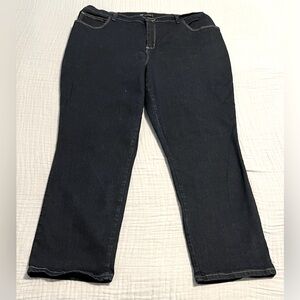 Lee high-rise relaxed fit straight leg jean, very dark blue denim plus size 20W